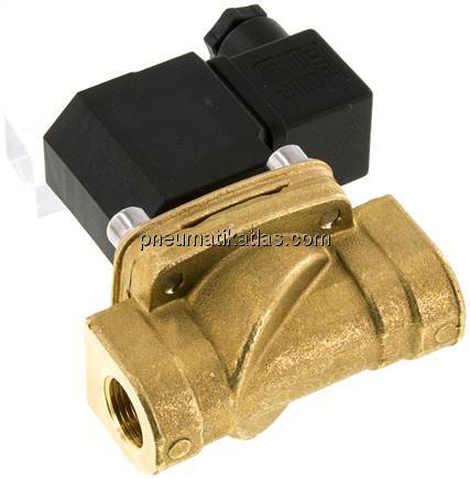 2/2-Wege Messing-Magnetventil G 3/8", -0,95 bis 12 bar, stromlos geschlossen (NC