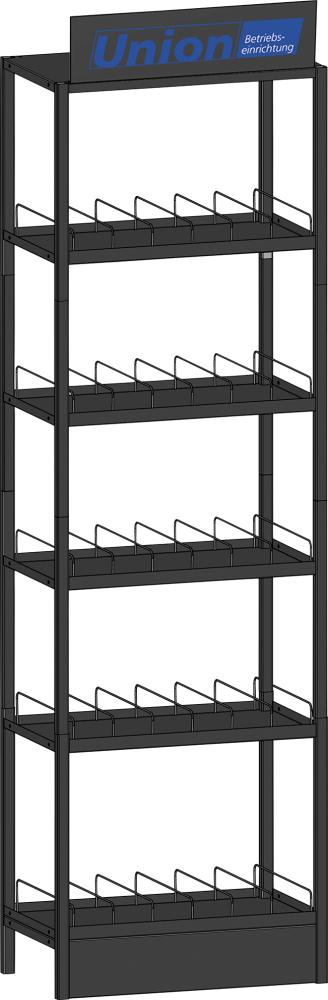 UNION C-Teile Modulturm 45 Böden für Dosen 6-fach, RAL 7016 UNION Beschriftungsschild