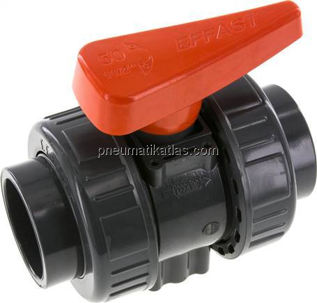Klebemuffen-Kugelhahn, PVC-U / FKM, 50mm (Industrieausf.)