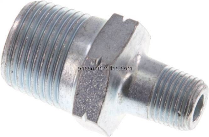 Doppelnippel R 3/8"-R 1/8", Temperguss verzinkt
