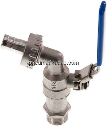 Edelstahl-Kugelauslaufhahn G 1/2"-13 (1/2")mm, PN 16