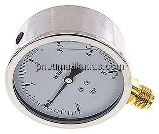 Glycerin-Manometer senkrecht (CrNi/Ms),100mm, -1 bis 5 bar
