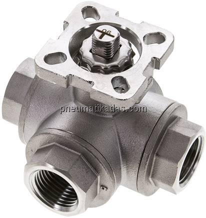 3-Wege-Kugelhahn, Direktmontageflansch G 1/2", T-Bohrung