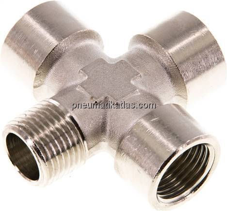 Kreuzstück G 1/2"(IG)-R 1/2"(AG), Messing vernickelt
