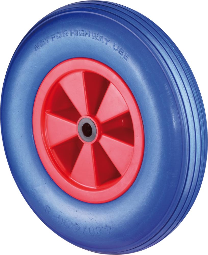 Rad pannensicher D16.400 400mm,Poly blau,Radk. Kst.rot,RL,Rillenprofil