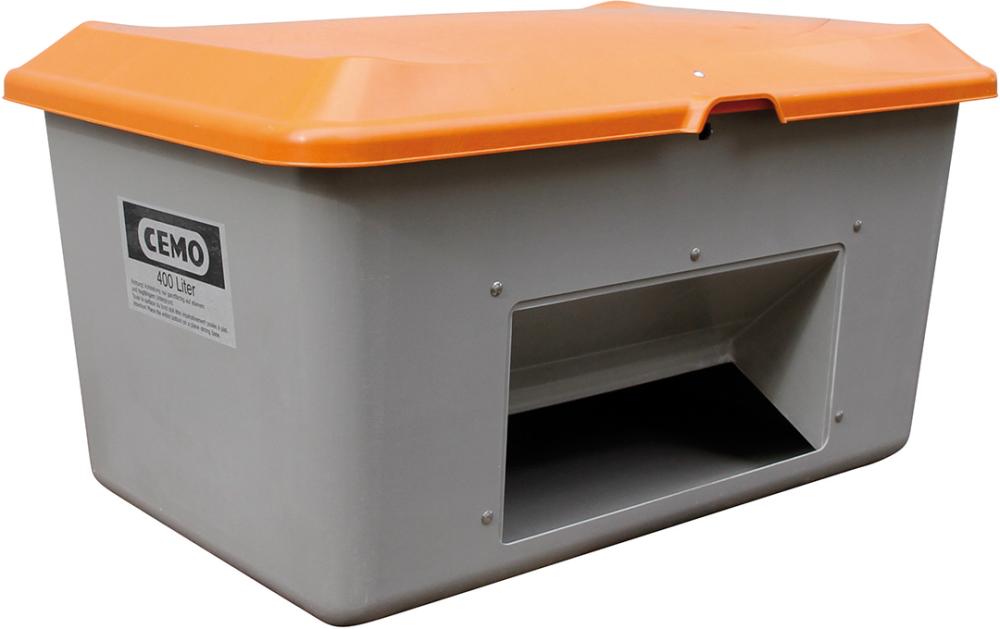 Streugutbehälter 400 l B1210xT820xH670 mm mit Entnahmeöffnung grau/orange
