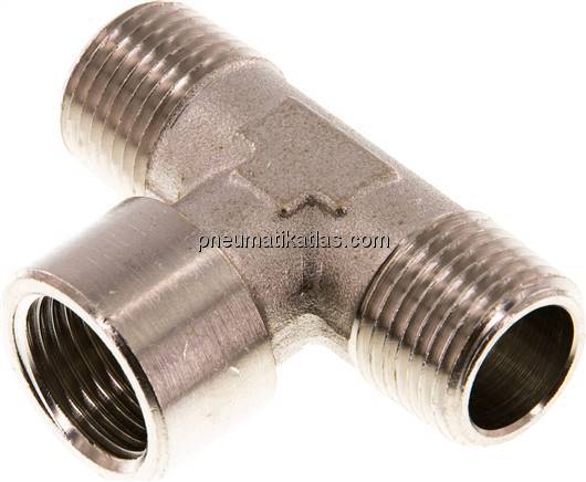 T-Stück R 1/2" (AG)-G 1/2" (IG), Messing vernickelt