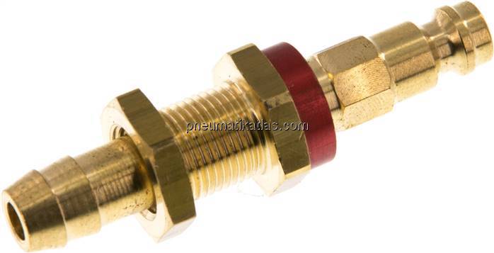 Schott-Kupplungsstecker (NW5) 9 (3/8")mm Schlauch, rot, Achteck SW10