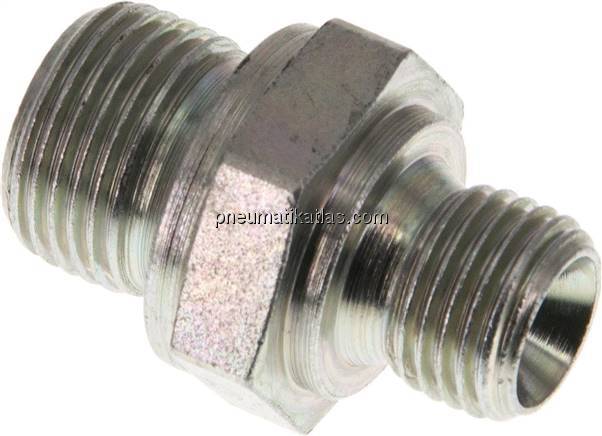 Hydraulik-Doppelnippel G 3/8"-G 1/4", Stahl verzinkt