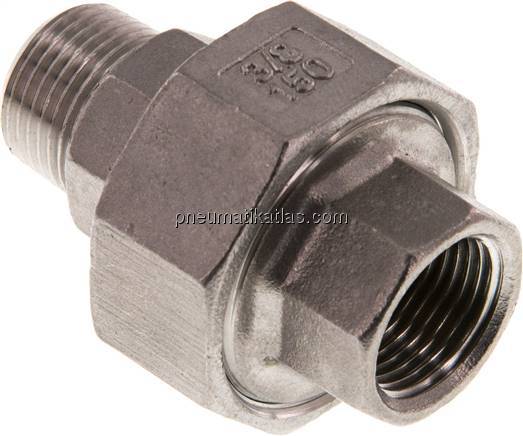 Verschraubung kon. dichtend, Rp 3/8"/R 3/8" (IG/AG) Verschraubung kon. dichtend, Rp 3/8"/R 3/8" (IG/AG)
