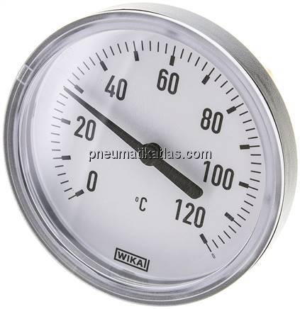Bimetallthermometer, waagerecht D80/0 bis +120°C/60mm