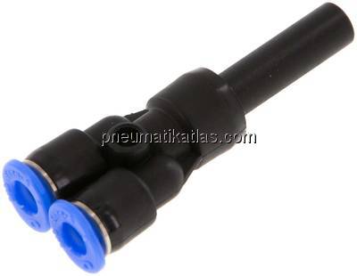 Y-Steckanschluss, 6mm Stecknippel, 4mm Schlauch Y-Steckanschluss, 6mm Stecknippel, 4mm Schlauch