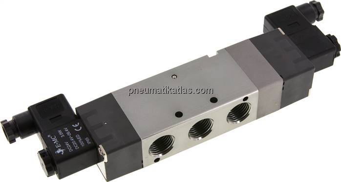 5/3-Wege Magnetventil, G 1/2", Mittelstellung belüftet, 24 V AC