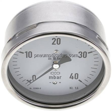 Manometer waagerecht 100mm, 0 - 40 mbar, G 1/2"