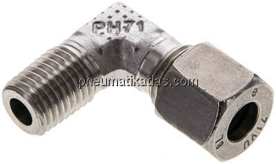 Winkel-Schneidringverschraub. M 12x1,5 (konisch)-8 L (M14x1,5), 1.4571