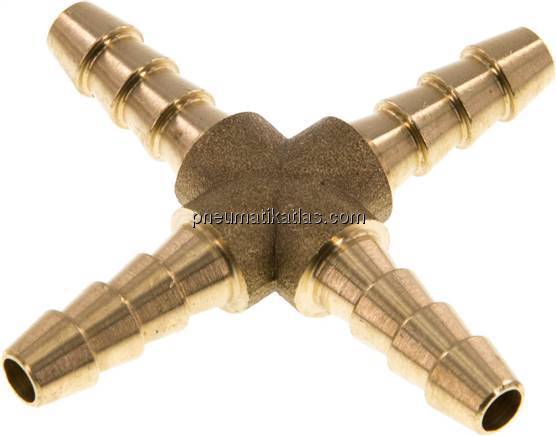 Kreuz-Schlauchverbinder 6 (1/4")mm, Messing