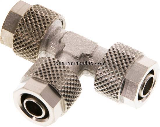 T-Verschraubung 8x6 / 8x6mm, Messing vernickelt T-Verschraubung 8x6 / 8x6mm, Messing vernickelt