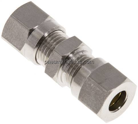Gerade Schneidringverschraubung 6 LL (M10x1), Messing vernickelt
