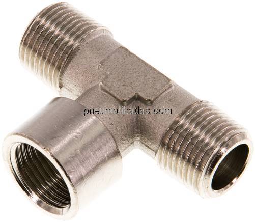 T-Stück R 3/8" (AG)-G 3/8" (IG), Messing vernickelt