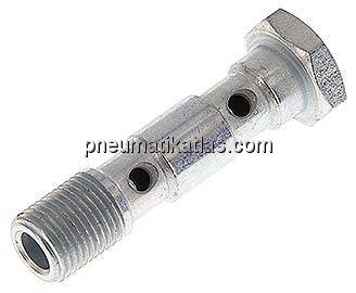 Hohlschraube, 2-fach G 1/8"-40mm, Stahl verzinkt Hohlschraube, 2-fach G 1/8"-40mm, Stahl verzinkt