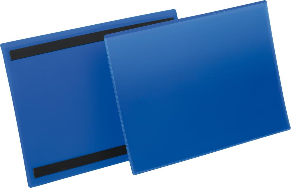 Artikelhauptbild Etikettentasche B297xH210 mm A4 quer blau, magnetisch VE 50 Stück