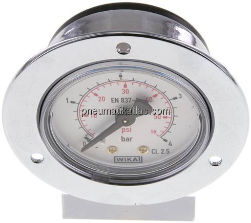 Einbaumanometer (CrNi/Ms), Frontring, 50mm, 0 - 4 bar
