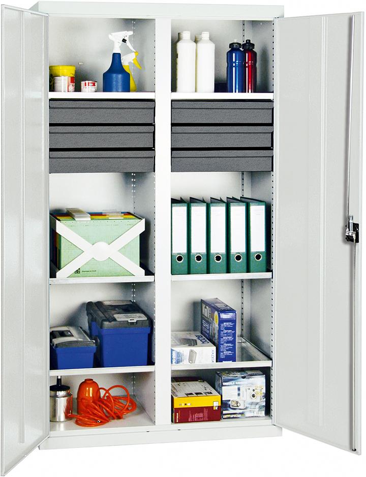 Werkzeugschrank B1000xT500xH1800 mm RAL7035 6 Schubladen, 6 Wannen