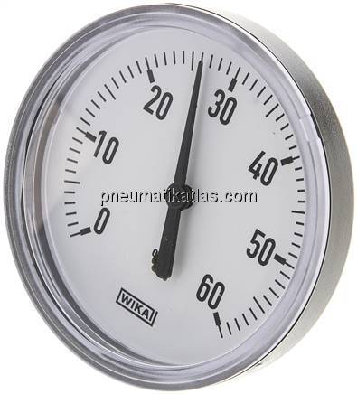 Bimetallthermometer, waagerecht D80/0 bis +60°C/40mm