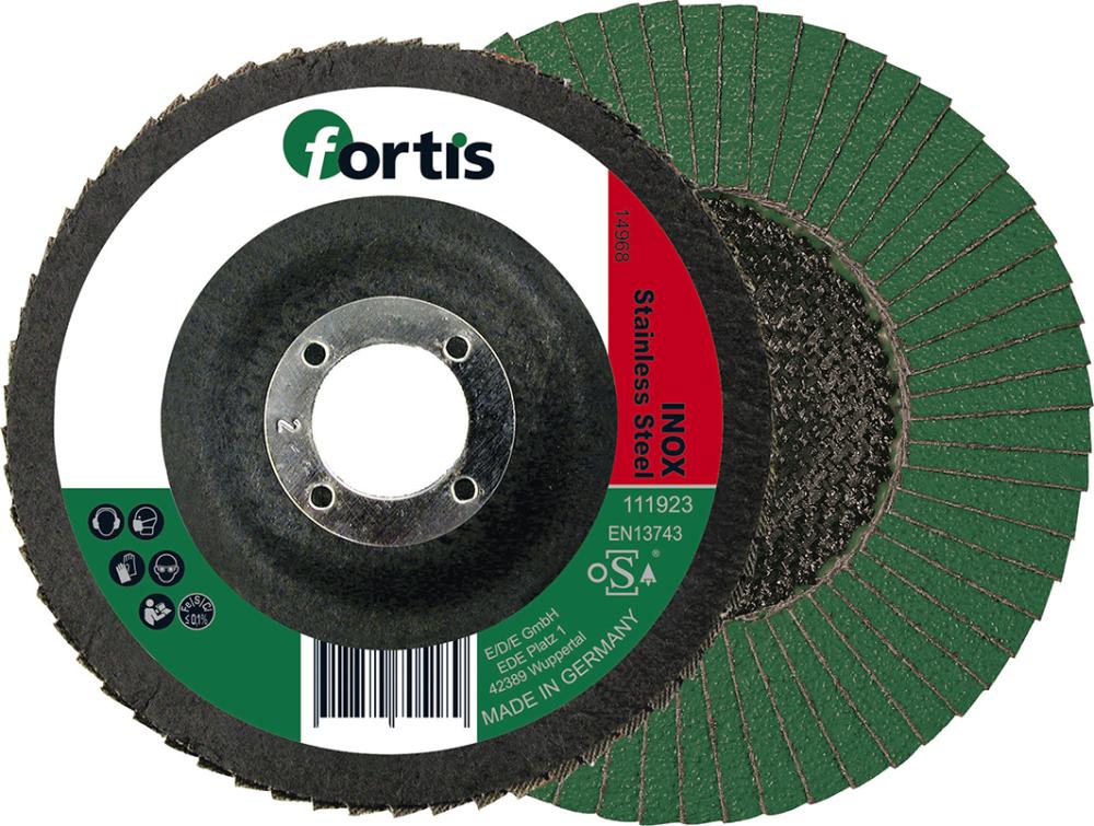 Fächerschleifscheibe Inox125mm K80 gewölbt FORTIS