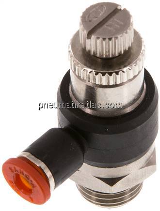 Winkel-Drosselrückschlagventil G 1/4"-4mm,zuluftregelnd