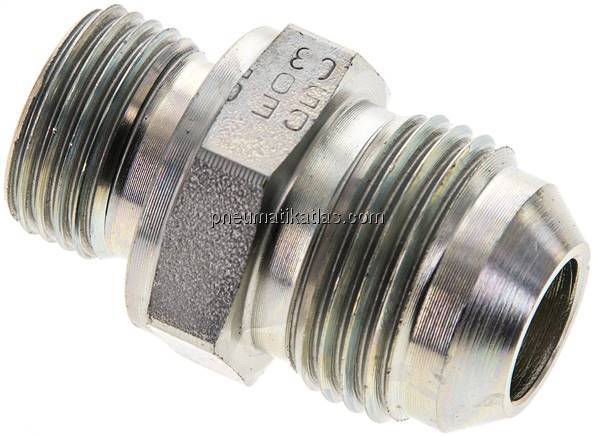 Doppelnippel M 18x1,5-UNF 7/8"-14(JIC), Stahl verzinkt