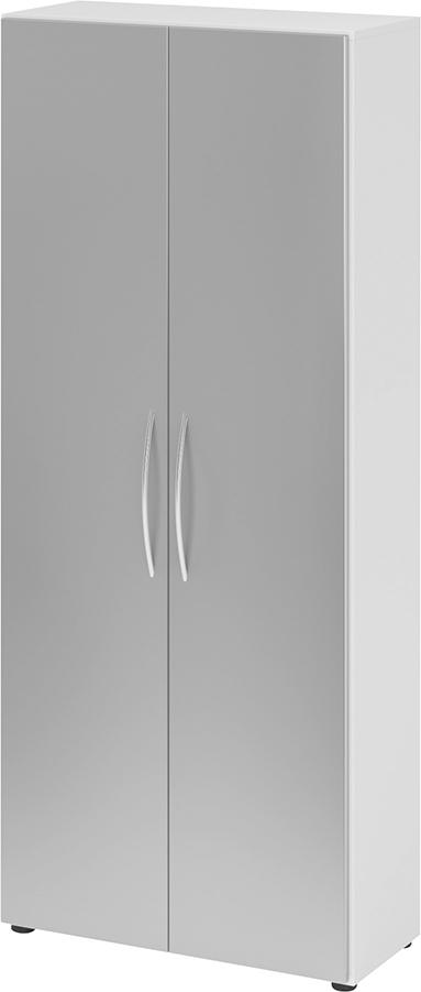 Schrank 4100 BM, 5 OH K: Weiß / F: Silber 80x34,6x188 cm (BxTxH)