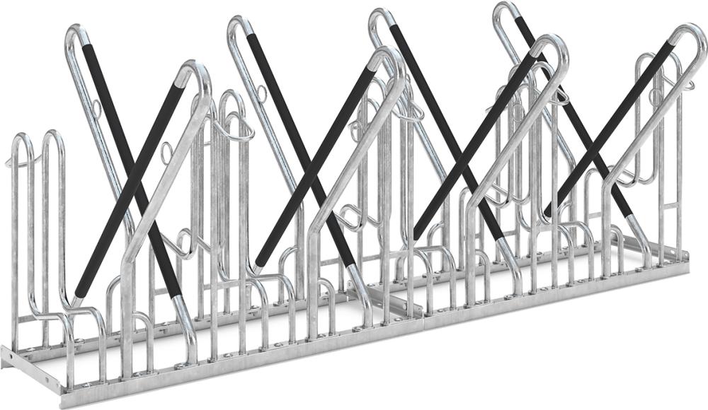 Fahrrad-Anlehnparker zweiseitig, verzinkt L 2160 mm, 8 Plätze