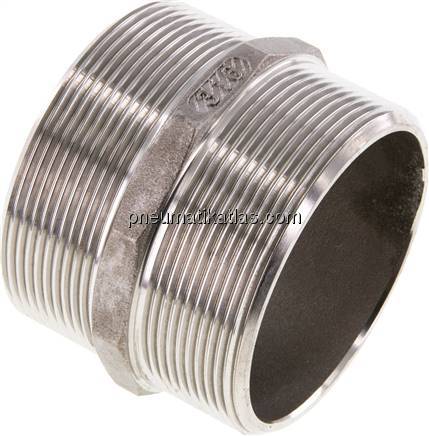 Doppelnippel, G 2-1/2"-G 2-1/2", flach dichtend, 1.4408