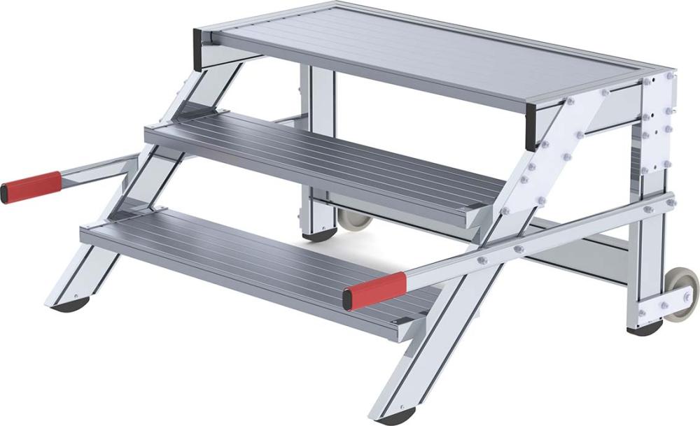 Alu-Arbeitspodest fahrbar3 Alu-Stufen B 1000 mm Podesthöhe 0,59 m Arbeitshöhe bis 2,60 m