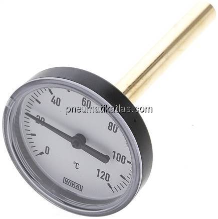 Bimetallthermometer, waagerecht D63/0 bis +120°C/100mm