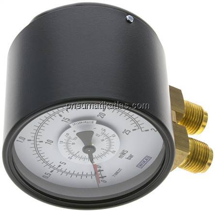 Differenzdruck-Manometer senkrecht, 100mm, 0 - 2,5 bar