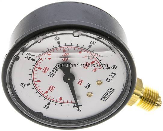 Glycerin-Manometer senkrecht (KU/Ms), 63mm, 0 - 60 bar