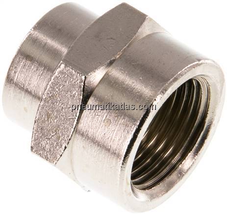 Muffe G 3/8"-G 1/4", Messing vernickelt