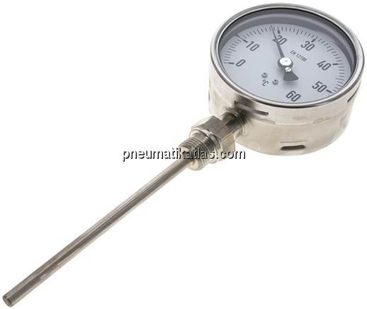 Bimetallthermometer, senkrecht D100/0 bis +60°C/160mm