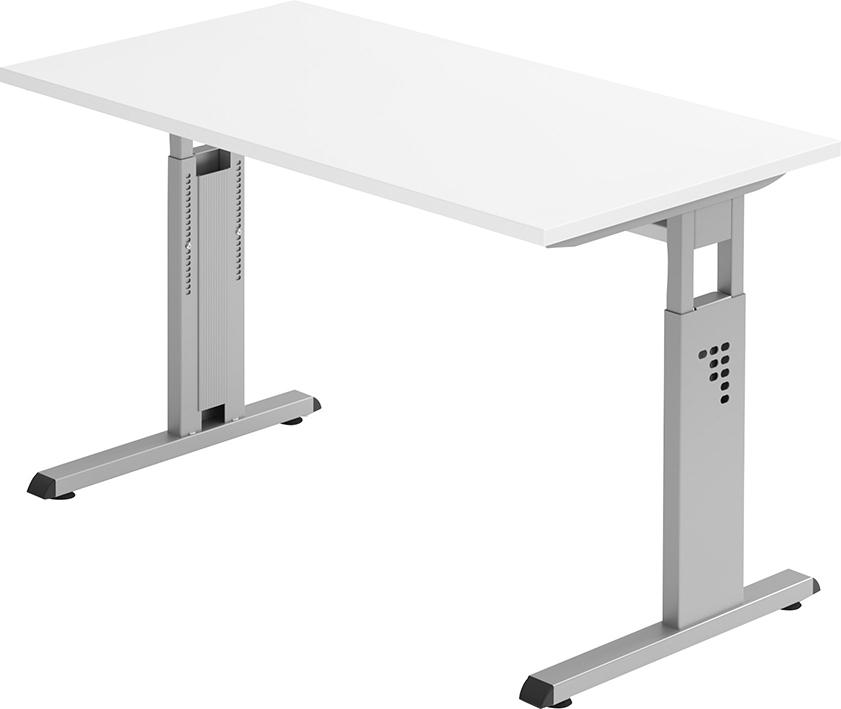 Schreibtisch C-Fuß B 140 x T 67 cm Weiß/Graphit man. Stufenlos verstellb.