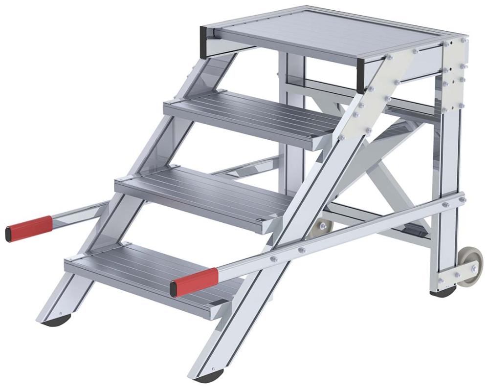 Alu-Arbeitspodest fahrbar4 Alu-Stufen B 600 mm Podesthöhe 0,79 m Arbeitshöhe bis 2,80 m