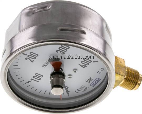 Manometer senkrecht (CrNi/Ms), 100mm, 0 - 400 bar