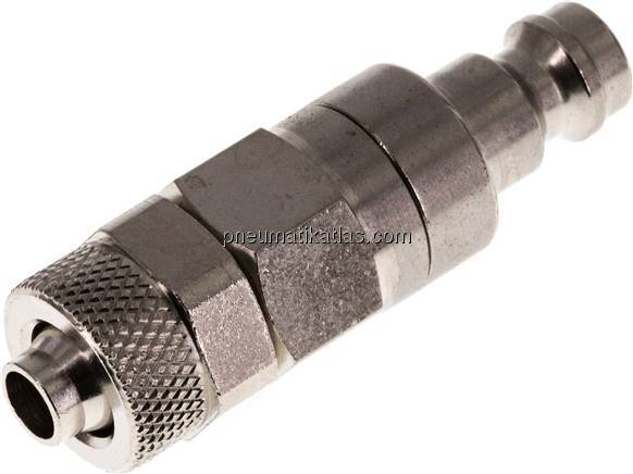 Kupplungsstecker (NW5) 8x6mm Schlauch, Messing vernickelt