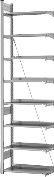 Anbauregal zerlegt HZA 27307 EX, 8 Böden 2700x300x750mm verzinkt