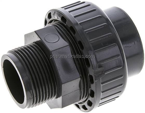 Klebe-/Gewindeverschraubung, PVC-U/ FKM, 40mmxG 1-1/4" AG