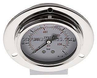 Glycerin-Einbaumanometer,Frontring, 63mm, 0 - 60 bar