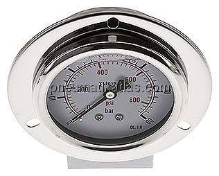 Glycerin-Einbaumanometer,Front-ring, 63mm, 0 - 60 bar