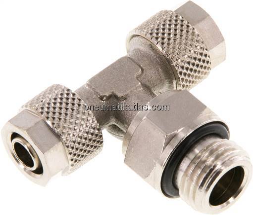 T-Drehverschraubung G 1/4"-8x6mm, Messing vernickelt
