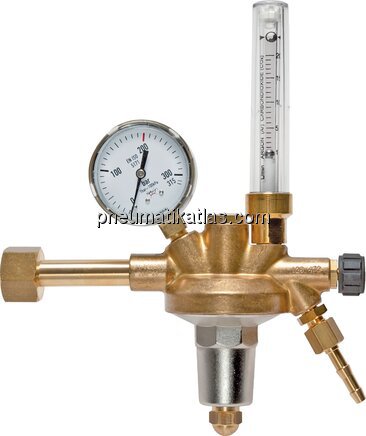 Exemplarische Darstellung: Flaschendruckminderer, mit Flowmeter Exemplarische Darstellung: Flaschendruckminderer,